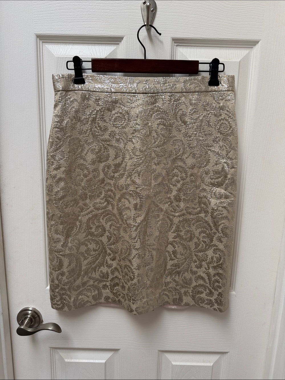 Wendy Hil Champagne Jacquard Pencil Skirt